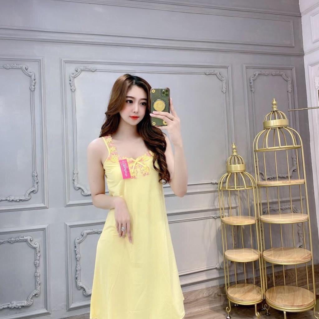 Đầm Nữ Đầm Thun Lạnh Dây Bản Phối Ren Mặc Nhà Thiết Kế Cao Cấp | BigBuy360 - bigbuy360.vn