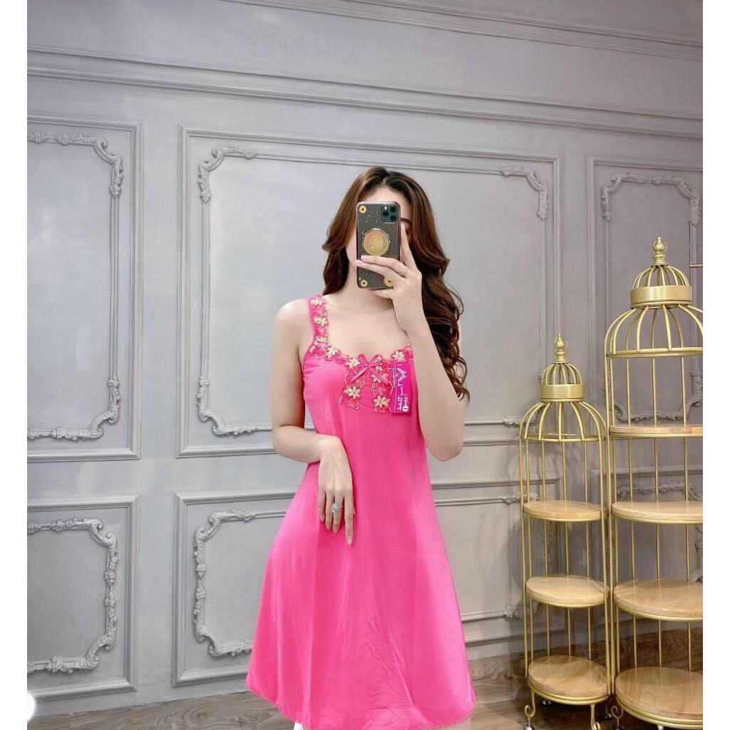 Đầm Nữ Đầm Thun Lạnh Dây Bản Phối Ren Mặc Nhà Thiết Kế Cao Cấp | BigBuy360 - bigbuy360.vn