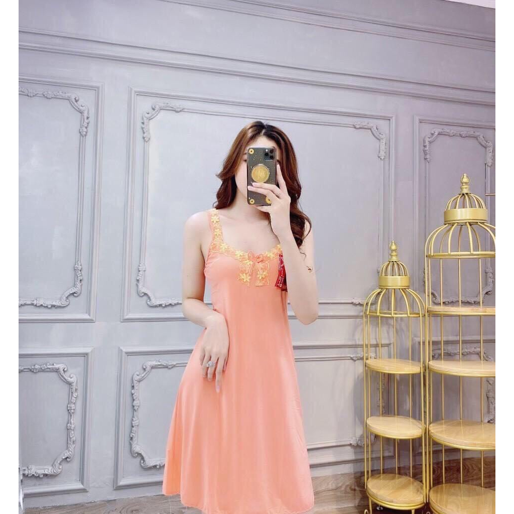 Đầm Nữ Đầm Thun Lạnh Dây Bản Phối Ren Mặc Nhà Thiết Kế Cao Cấp | BigBuy360 - bigbuy360.vn