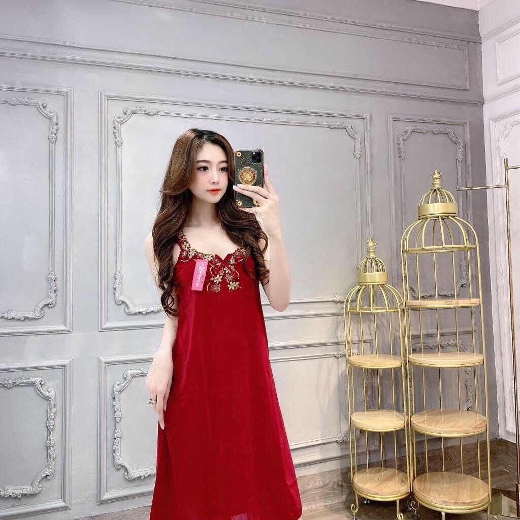Đầm Nữ Đầm Thun Lạnh Dây Bản Phối Ren Mặc Nhà Thiết Kế Cao Cấp | BigBuy360 - bigbuy360.vn