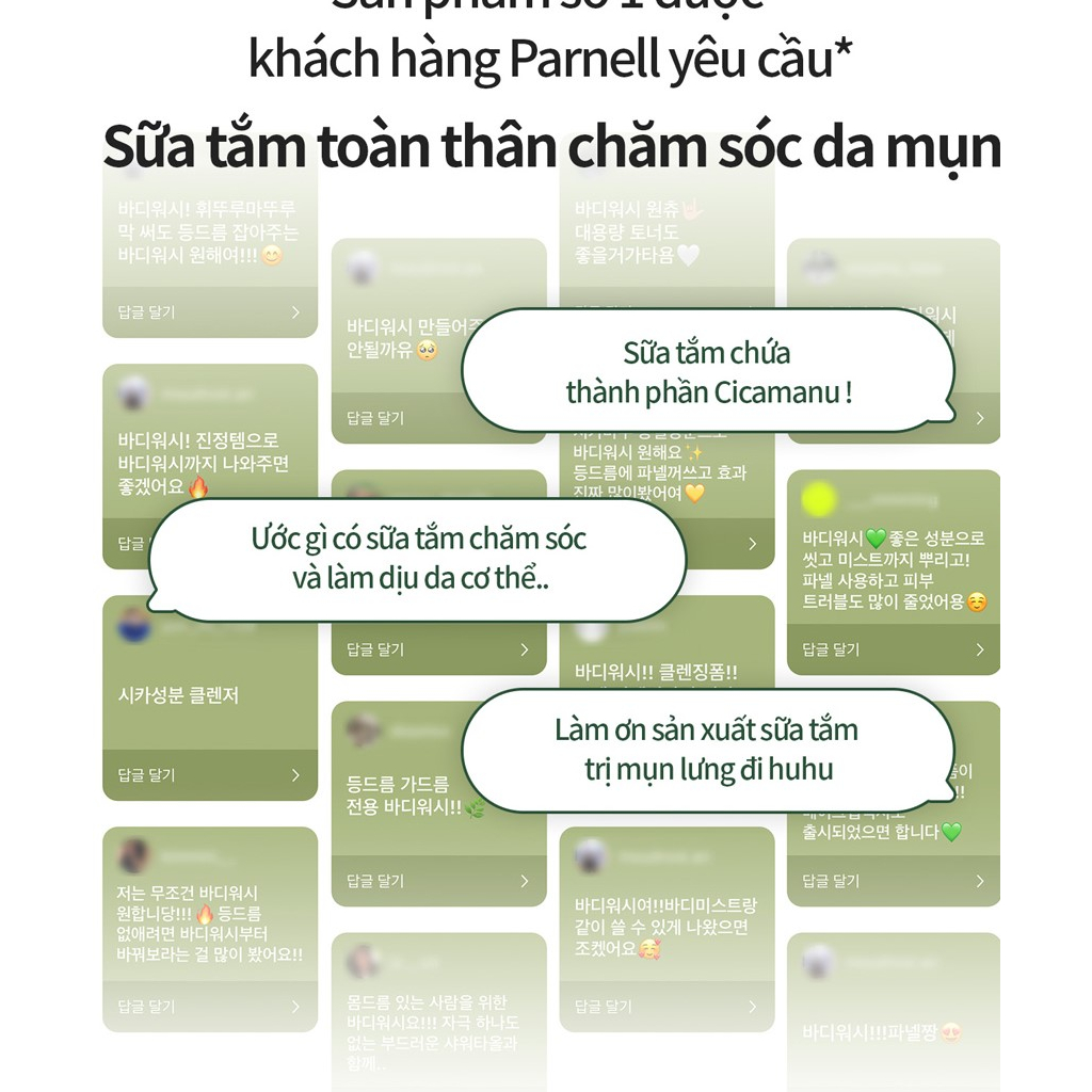 Sữa tắm Cicamanu độ pH thấp Parnell 50ml