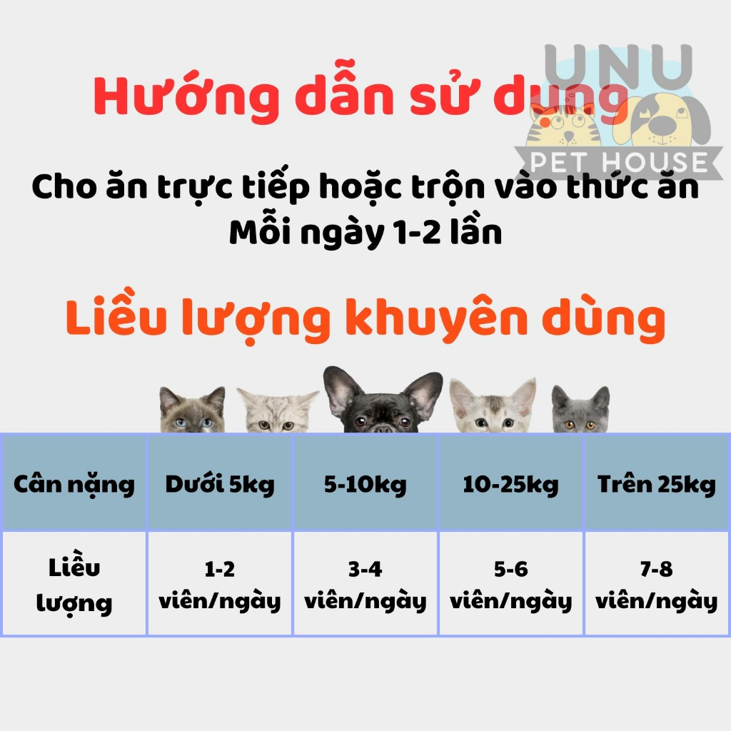 Dưỡng lông cho chó mèo BORAMMY chiết xuất tảo biển, bảo vệ nang lông, dưỡng lông bóng mượt, lọ 180 viên - UNU Pet House