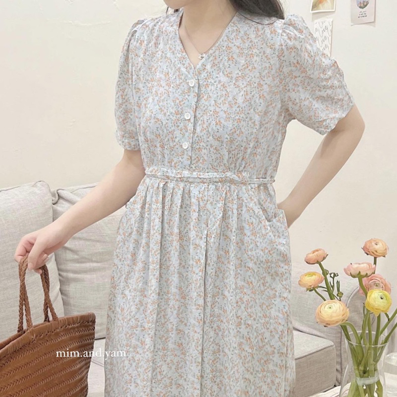 Váy hoa nhí tone xanh