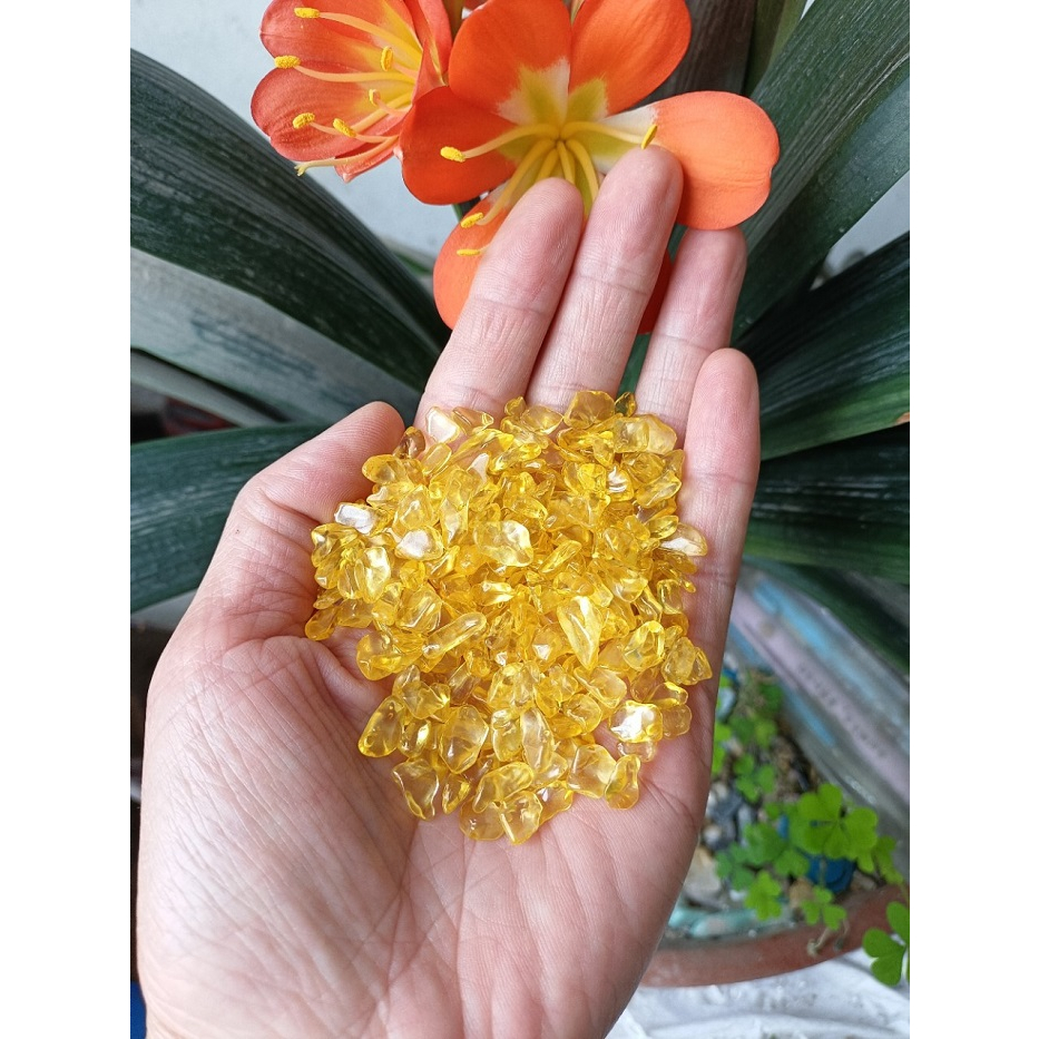 Combo 100g Vụn vàng thô bằng đá thạch anh vàng Citrine, vật phẩm hút tài lộc