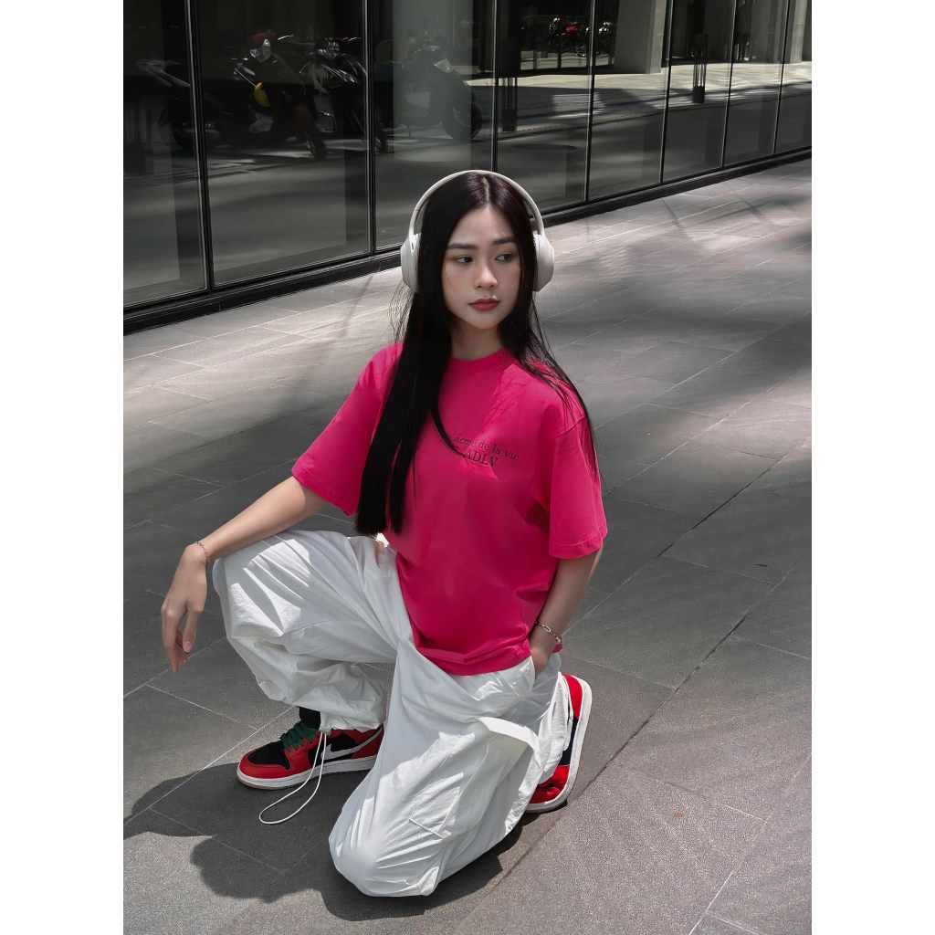 Áo thun ADLV basic hồng đậm đầy đủ tag mạc | BigBuy360 - bigbuy360.vn