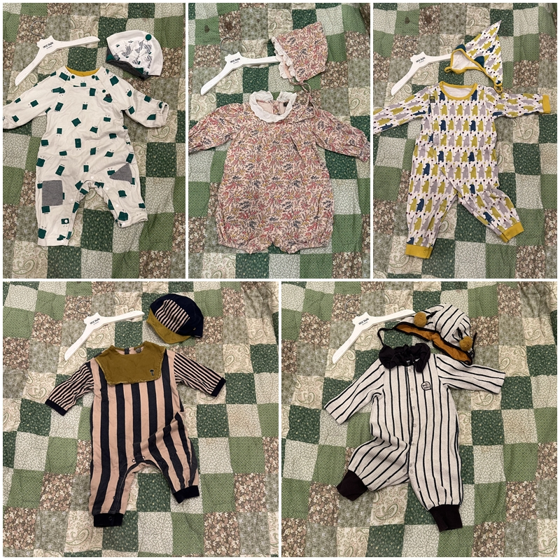 Bộ set body suit MoiMoiln đẹp kèm mũ cho bé trai bé gái hàng si Hàn