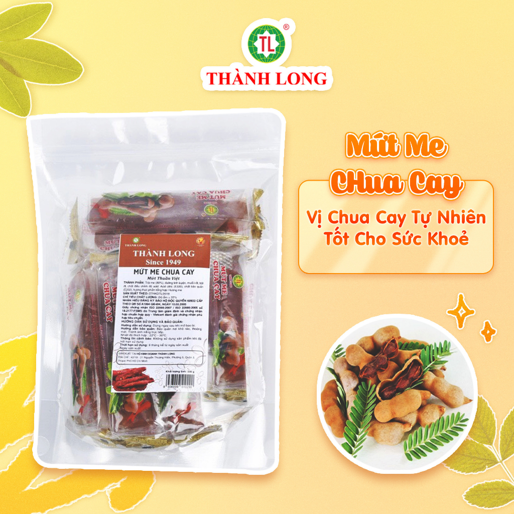 Mứt me tươi Thành Long dẻo cay chua chua ngọt ngọt thơm ngon có kiểm định VSATTP gói/bịch 200g/500g - Việt Nam