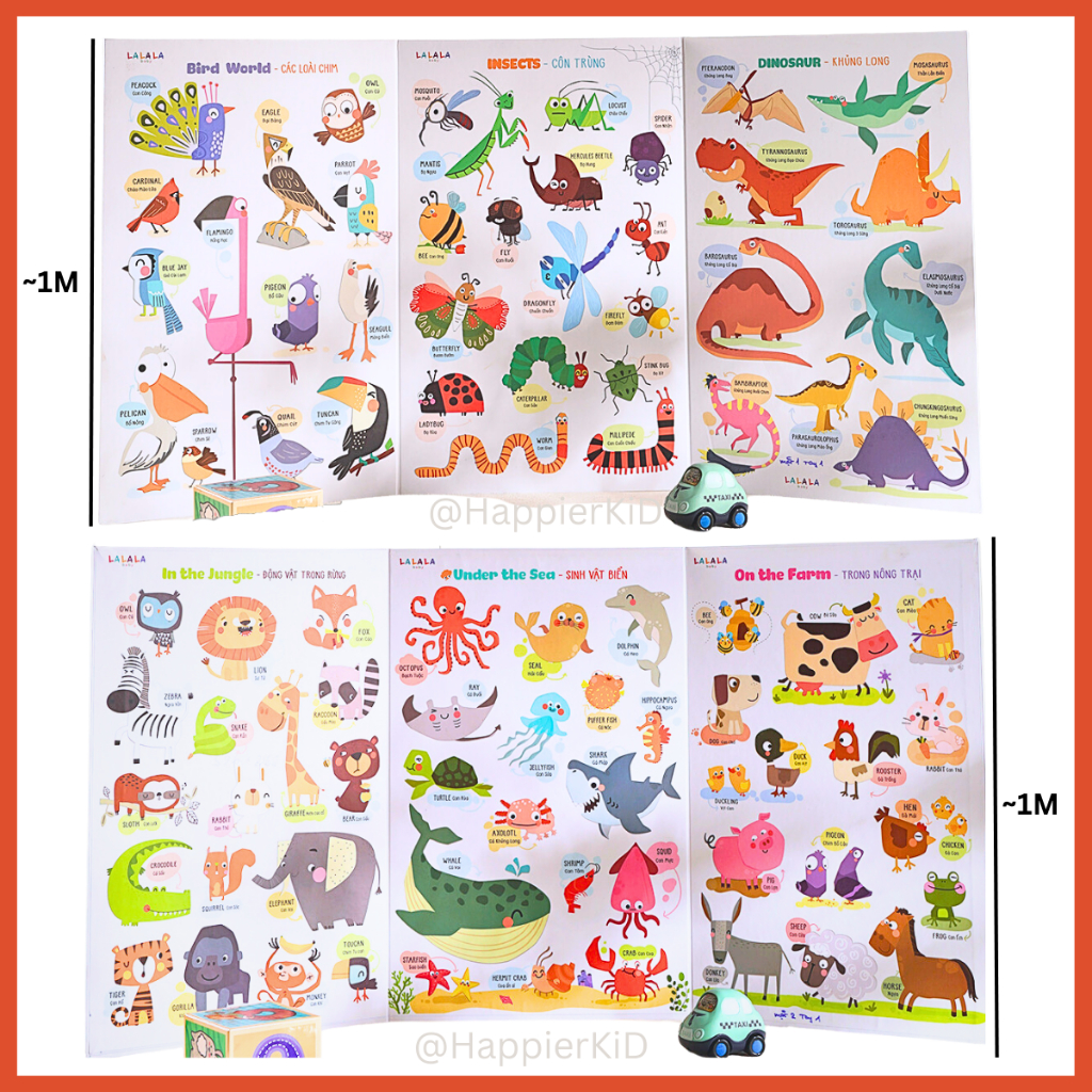Bảng gấp thông thái size to Lalala baby, học liệu giáo dục sớm cho bé về kiến thức và cuộc sống xung quanh