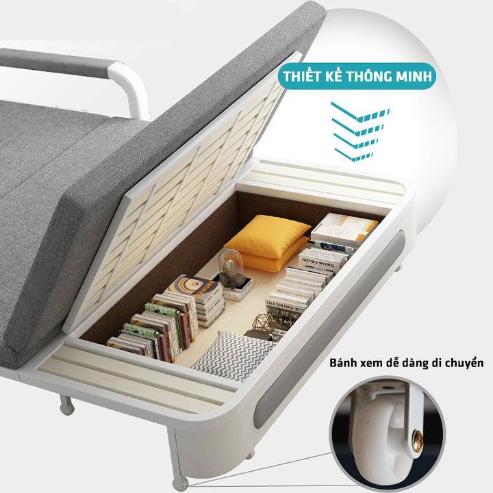 Sofa Giường, Sofa Bed Đa Năng Có Ngăn Chứa Đồ Tiết Kiệm Không Gian (Kích thước 1m28x1m1m9) - M002B | BigBuy360 - bigbuy360.vn