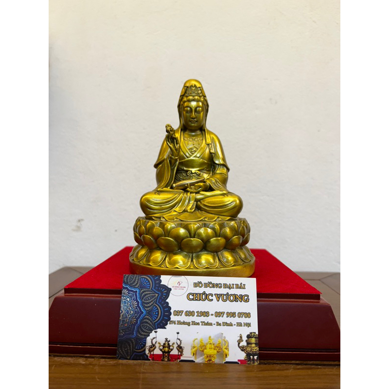 Tượng Phật Bà Quan Âm Bằng Đồng Vàng Để Ô tô