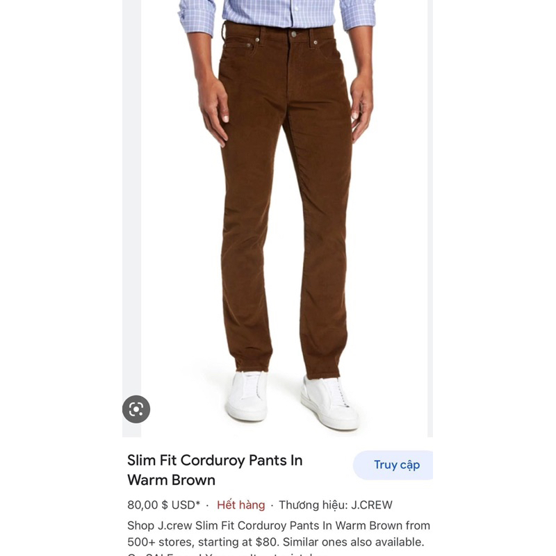 Quần nhung tăm Slim Fit hiệu J.Crew chính hãng