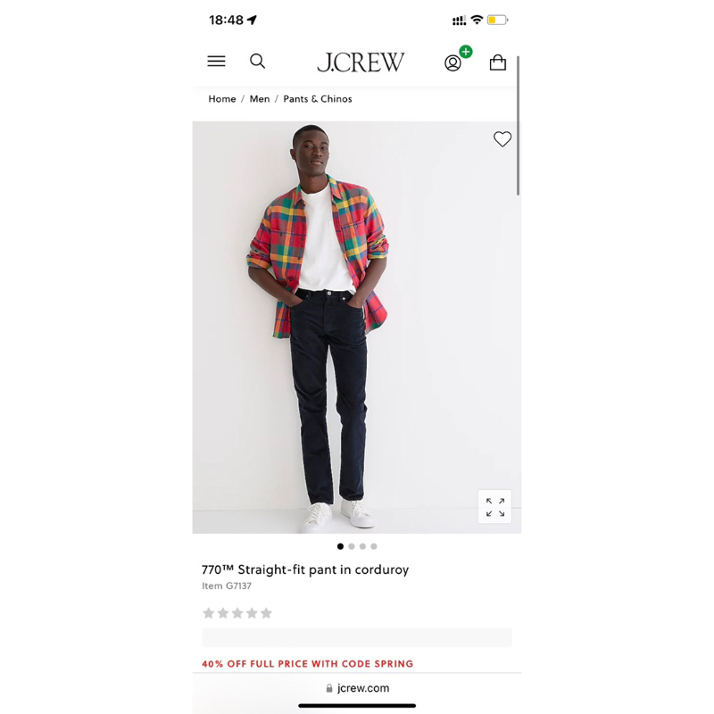 Quần nhung tăm Slim Fit hiệu J.Crew chính hãng