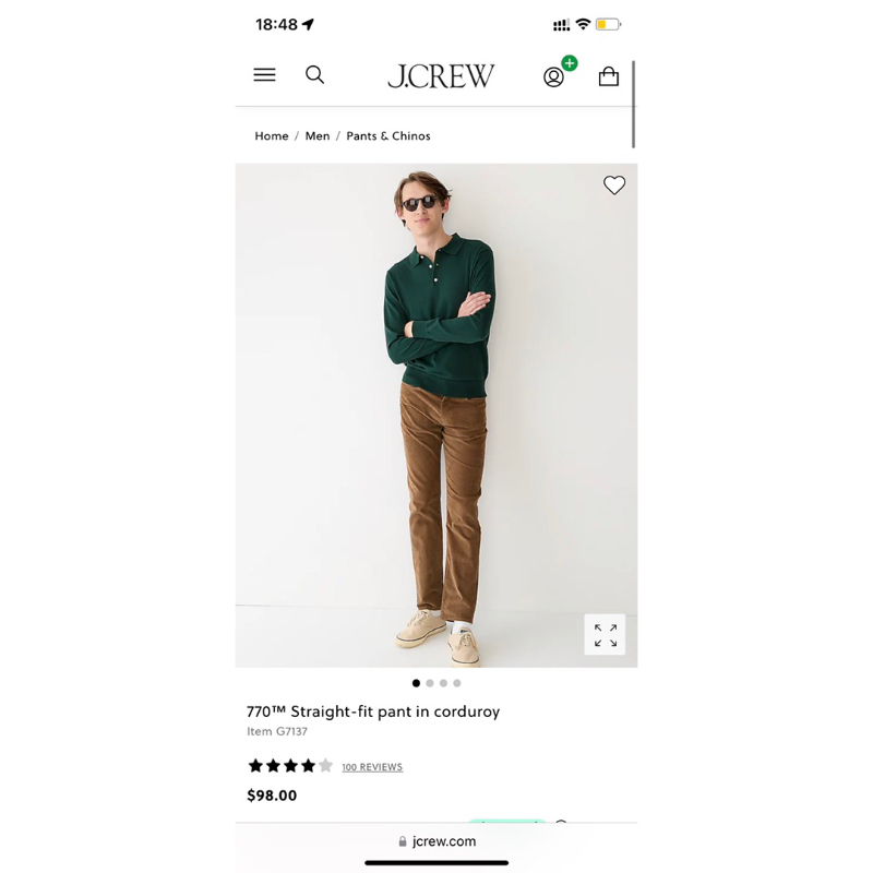 Quần nhung tăm Slim Fit hiệu J.Crew chính hãng