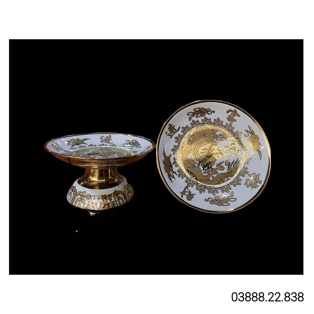 Dĩa Thờ Cúng 3D rồng trắng nhiều kích thước