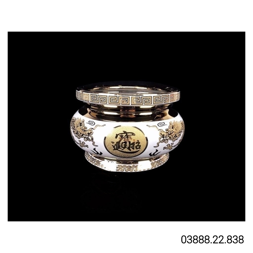 Lư hương thờ cúng 3D rồng trắng Lư 4in