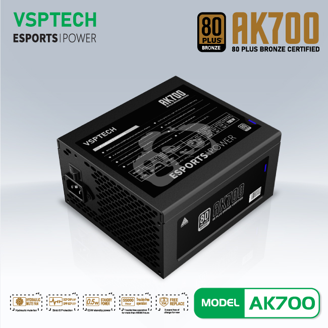 Bộ nguồn máy tính VSPTECH - iForgame AK700 80PLUS BRONZE