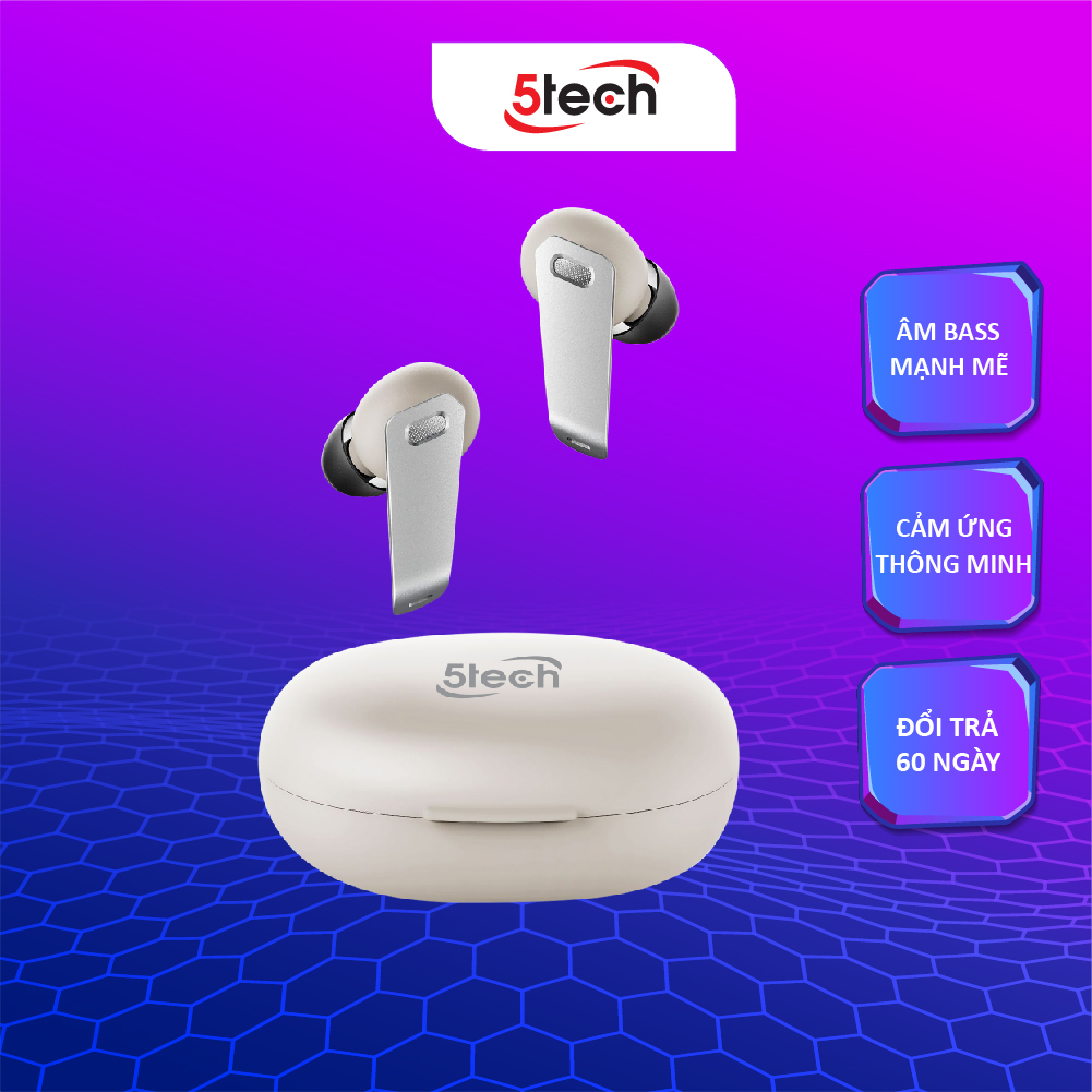 Tai nghe bluetooth, tai nghe không dây 5TECH 5T229 nhét tai ,hiệu ứng âm thanh HIFI sống động, cảm ứng vân tay dễ dàng