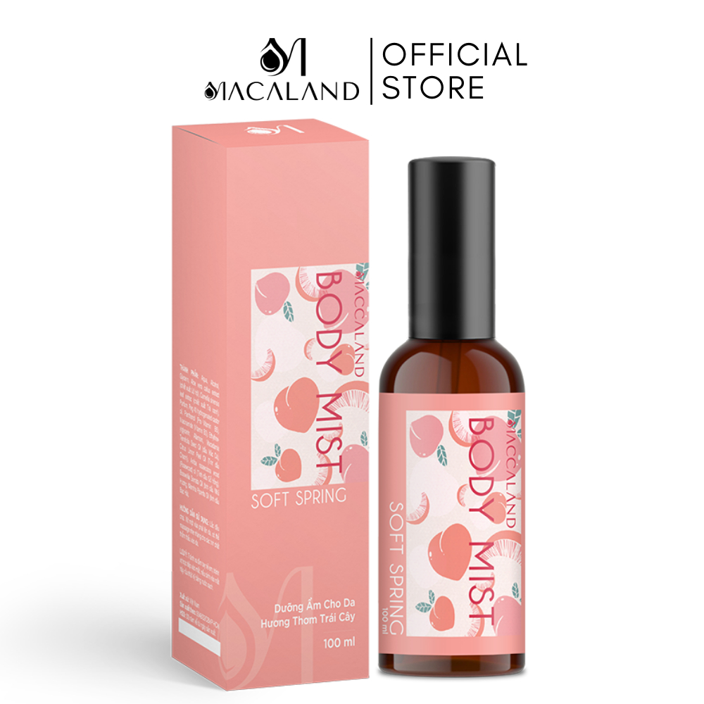 Body Mist đào Soft Spring MACALAND 20ml/100ml hương trái cây đào ngọt ngào tươi mát