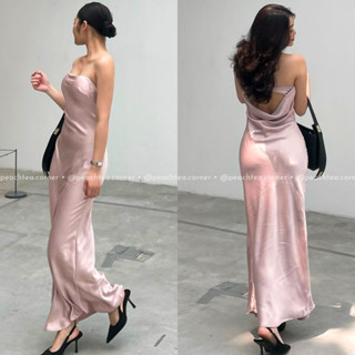 SANDIE Dress Đầm lụa cúp ngực dài lưng đổ (có mút) Peachtea Corner