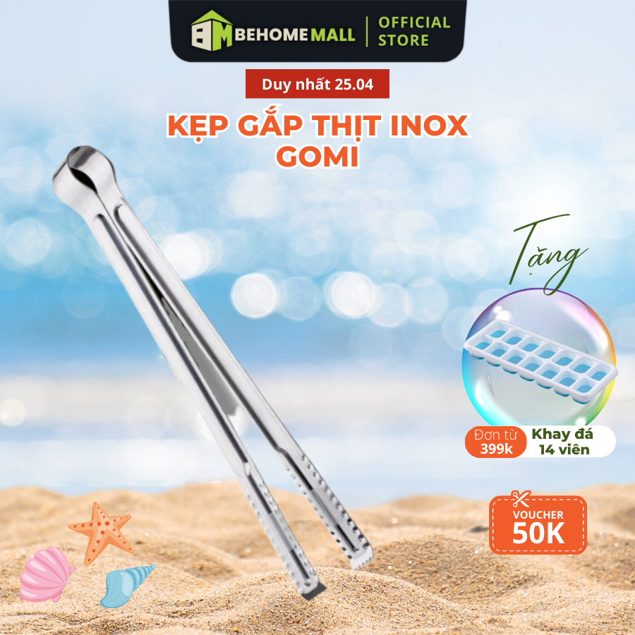 Kẹp gắp thức ăn Ggomi BEHOMEMALL kẹp gắp thịt nướng BBQ kẹp cá sấu chất liệu thép không gỉ