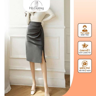 Chân váy xẻ tà lưng cao dáng bút chì