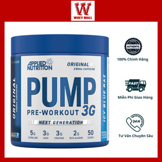[ Có Caffein ] Pump 3G Pre Workout Applied Nutrition 50 Scoops - Tăng sức mạnh phồng cơ tập trung tập luyện 25Ser