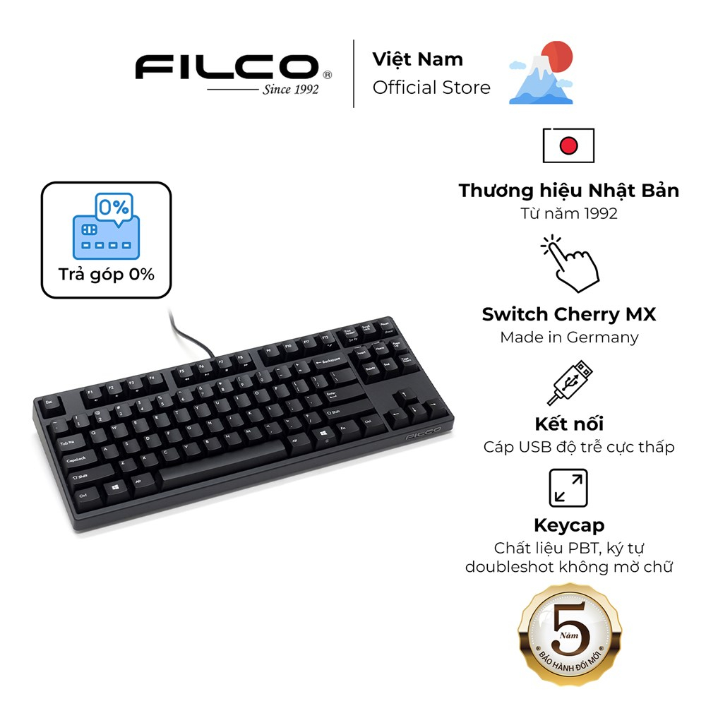 Bàn phím cơ Filco Majestouch 3 Tenkeyless - Hàng Chính Hãng