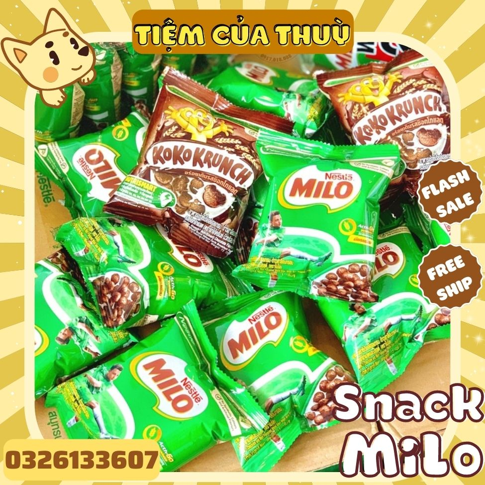 Snack Bim Bim Milo Nestle Thái Lan, Ngũ Cốc Ăn Sáng Cacao Milo Thái Lan Gói 15G, đồ ăn vặt