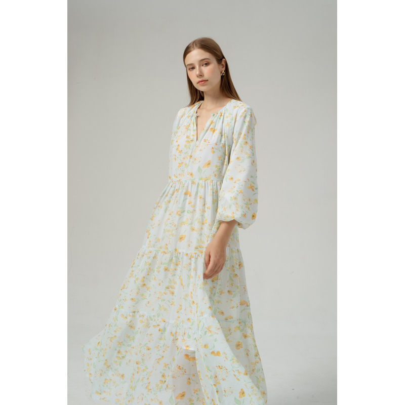 mee.idstudio - Đầm hoa tơ đi biển, đầm dài thanh lịch, nữ tính không nhăn| LUCY DRESS