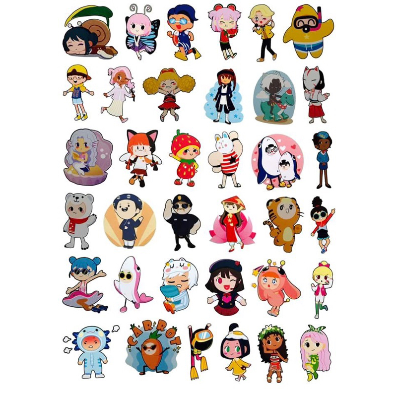 Sticker dán hero team trong suốt 30-60 hình khác nhau / hình dán hero team among us hero team đại chiến simmy play toget