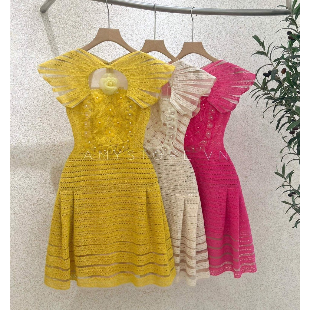 Đầm ren chữ A phối dây viền MC