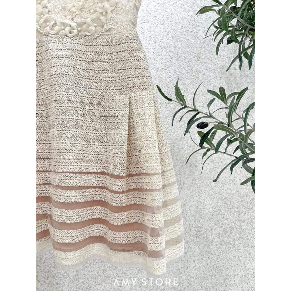 Đầm ren chữ A phối dây viền MC