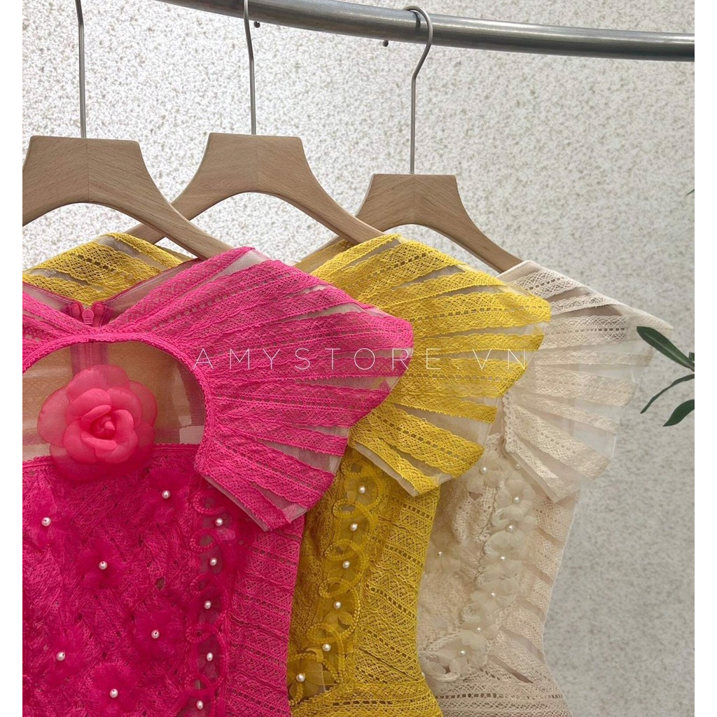 Đầm ren chữ A phối dây viền MC