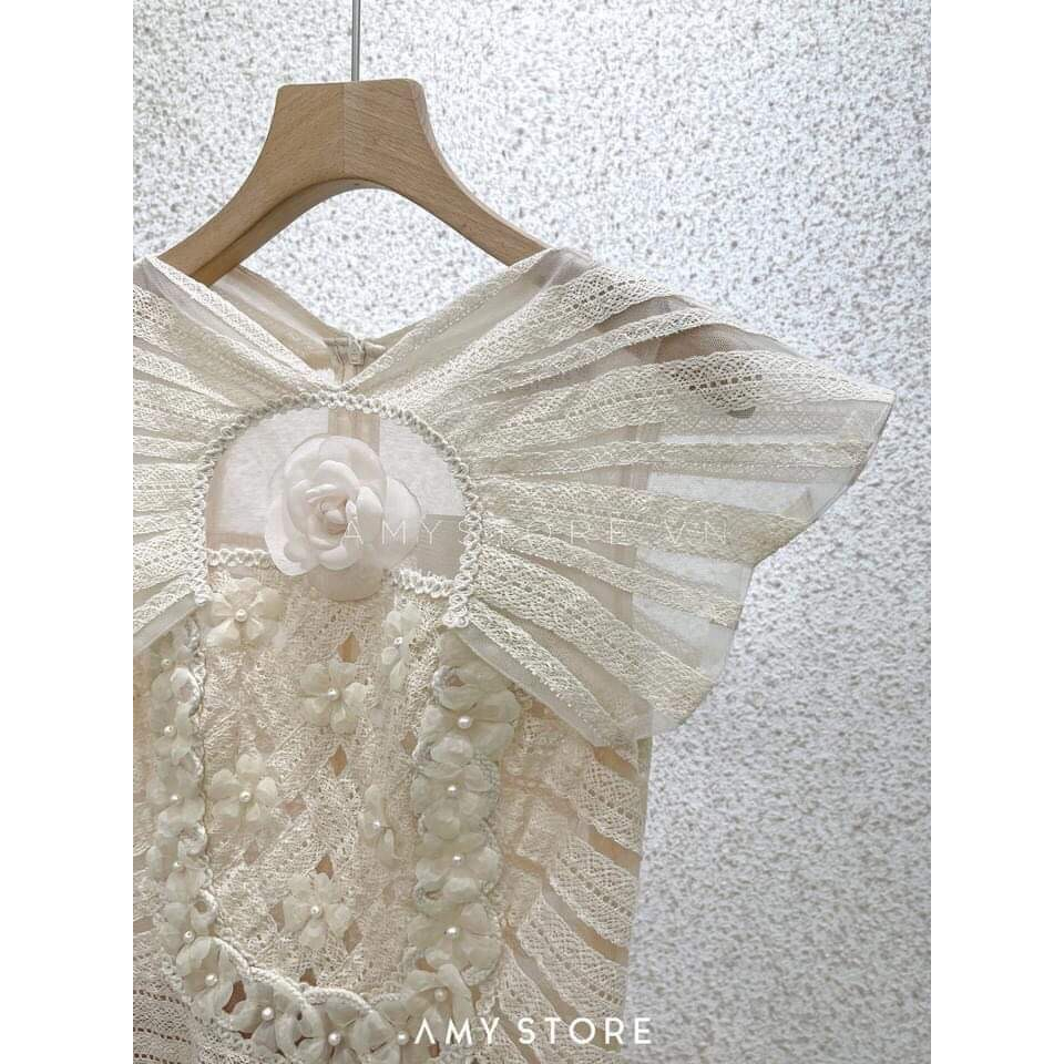 Đầm ren chữ A phối dây viền MC