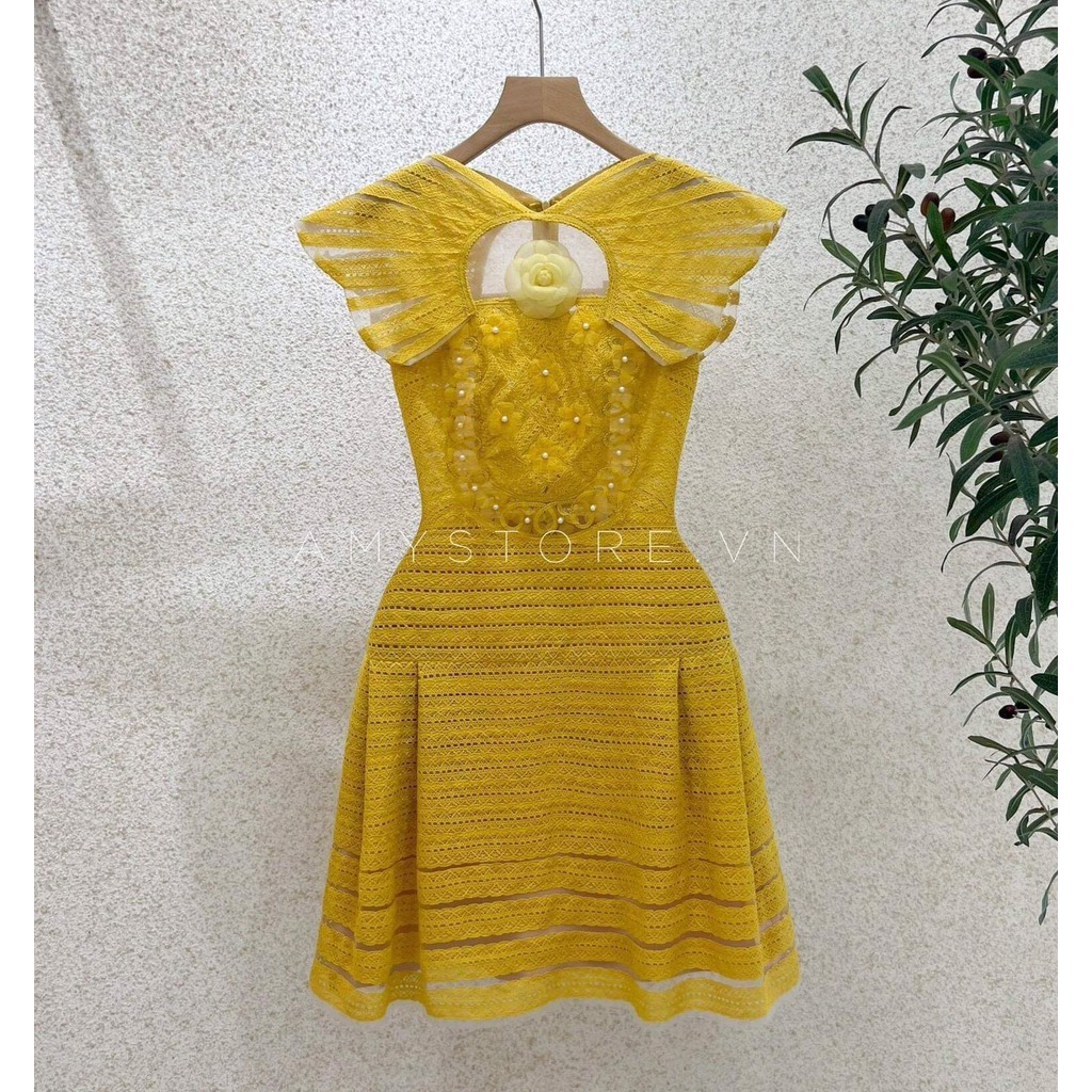 Đầm ren chữ A phối dây viền MC