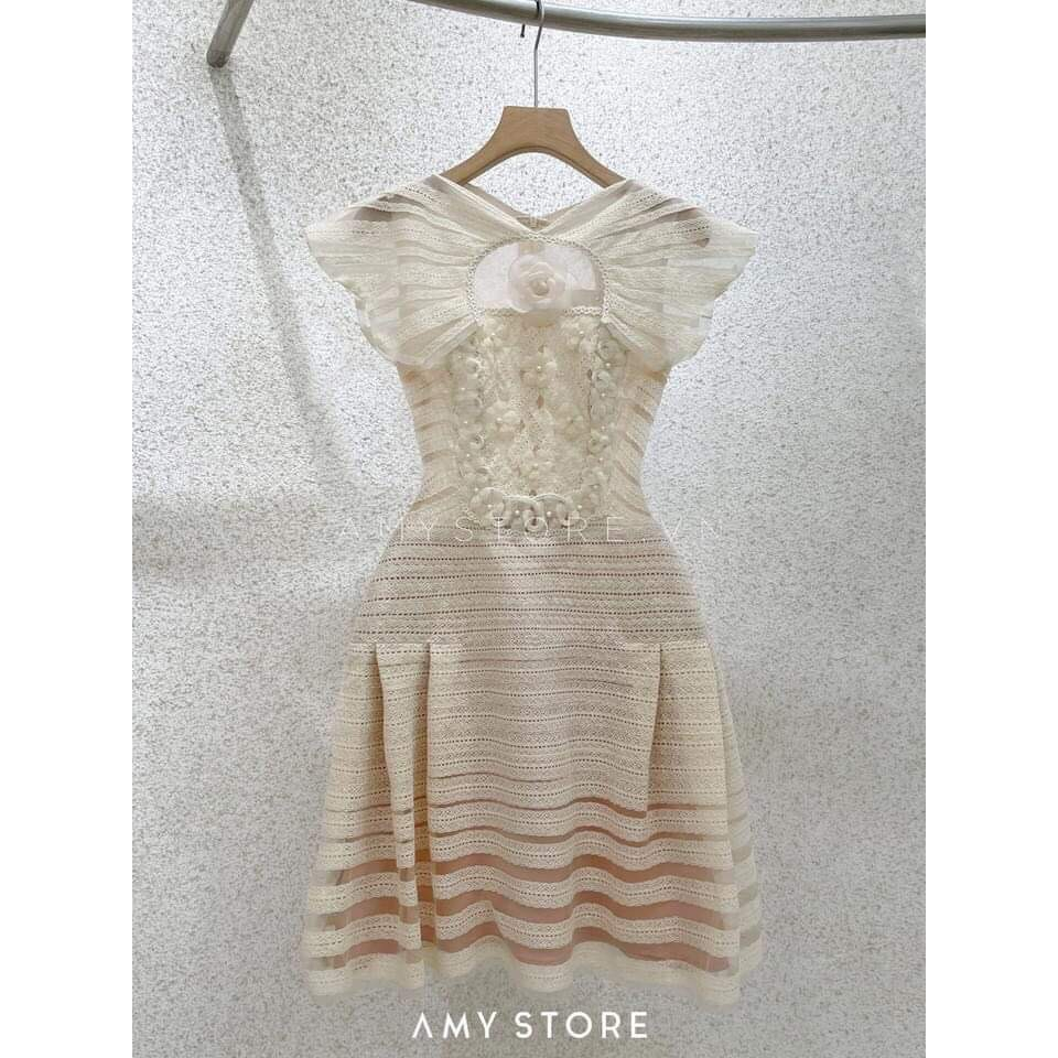 Đầm ren chữ A phối dây viền MC