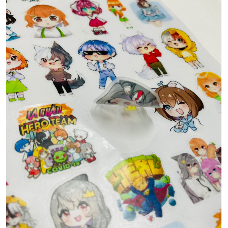 Sticker dán hero team trong suốt 30-60 hình khác nhau / hình dán hero team among us hero team đại chiến simmy play toget