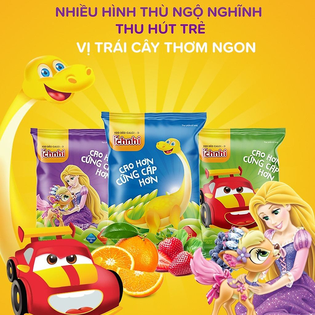Kẹo dẻo Calci-D Ích Nhi cho bé giúp bổ sung canxi, phát triển chiều cao và hoàn thiện hệ xương, răng