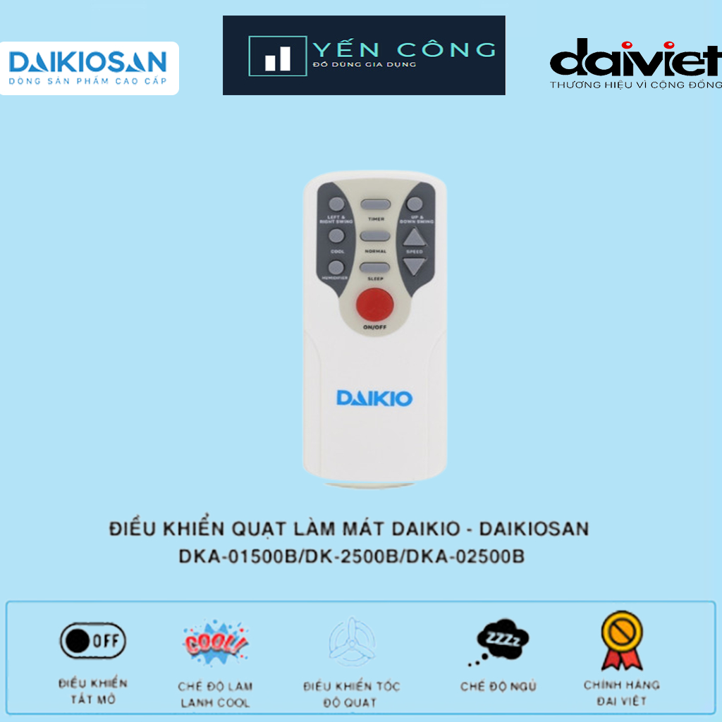 ĐIỀU KHIỂN TỪ XA MÁY LÀM MÁT DAIKIOSAN DKA-01500B, DKA-02500B, DK-2500B