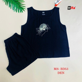 Bộ đồ mặc nhà, bộ đũi mặc nhà nữ sát nách HIFA vải đũi mát thoải mái, nhiều màu nữ tính: BD53