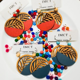 Khuyên tai gỗ bản to vintage - earrings - handmade
