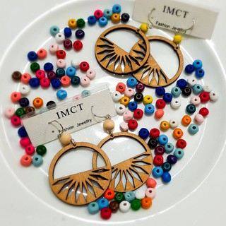 Khuyên tai gỗ bản to vintage - earrings - handmade