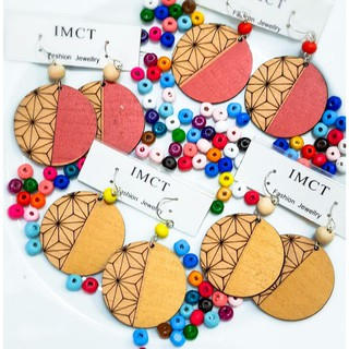 Khuyên tai gỗ bản to vintage - earrings - handmade