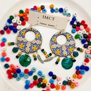 Khuyên tai gỗ bản to vintage - earrings - handmade
