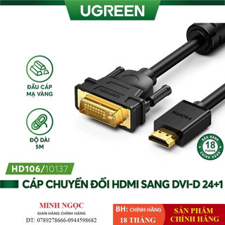 Cáp chuyển đổi HDMI sang DVI-D 24+1 dài 1m đến 10m Ugreen HD106 - Hàng Chính Hãng