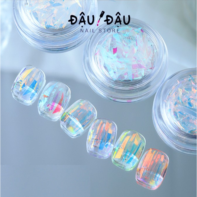 Set 6 hũ giấy thủy tinh kim tuyến trang trí móng ẩn lấp lánh - Hũ giấy cực quang cực hot