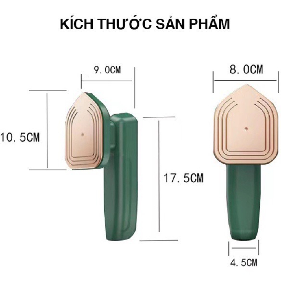 Bàn ủi hơi nước màu xanh cầm tay mini