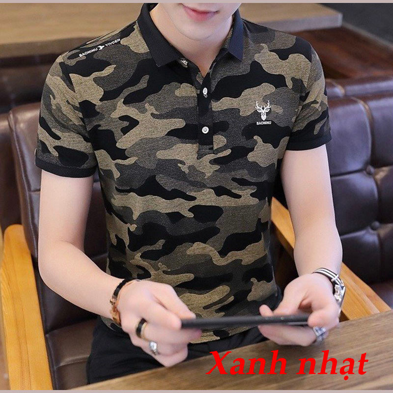 Áo thun nam có cổ tay ngắn màu bộ đội vải thun cotton co giãn mềm mịn thoải mái size 40kg đên 85kg - MKT6001