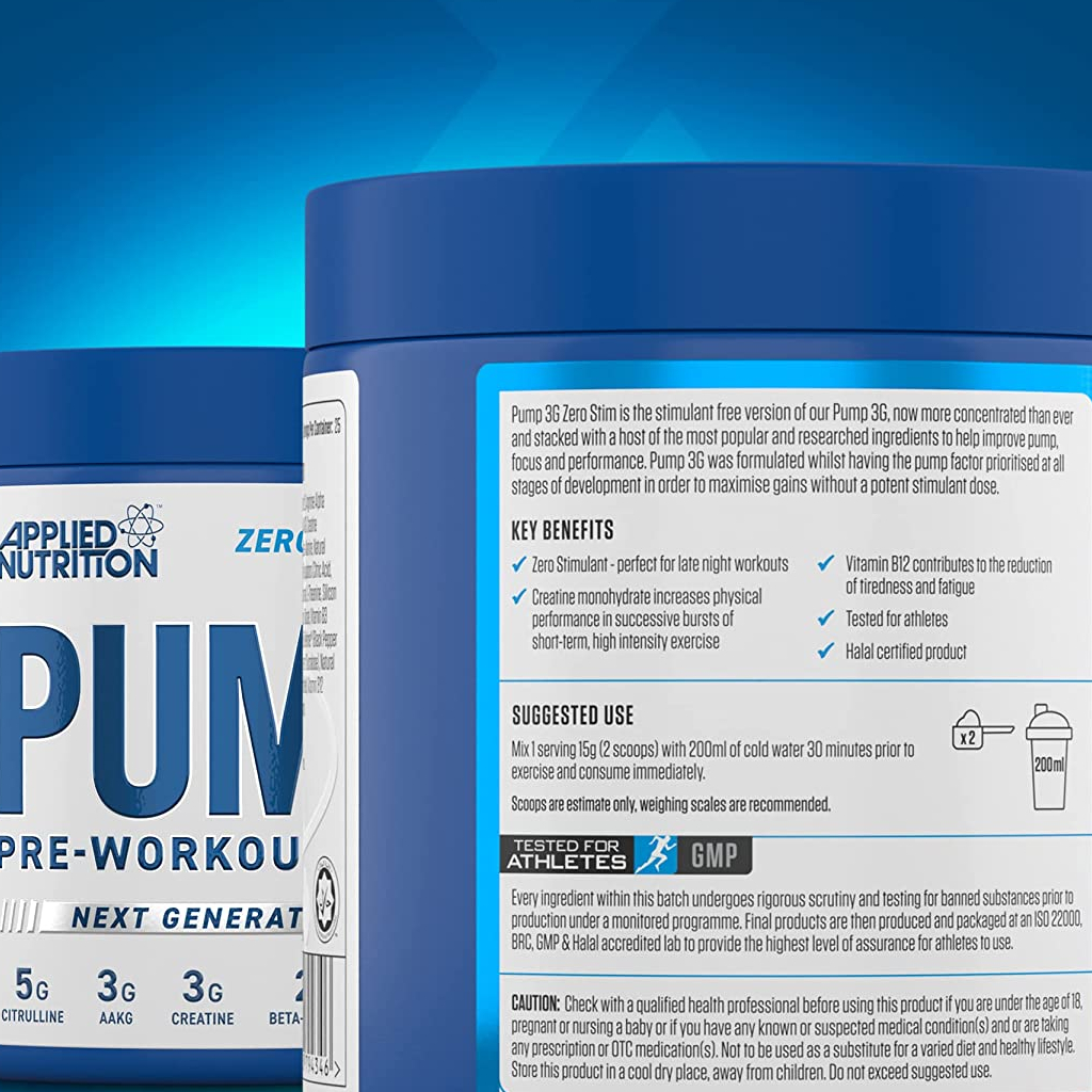 Pump 3G Pre Workout Applied Nutrition 50 Scoops - Tăng sức mạnh phồng cơ tập trung tập luyện 25Serving
