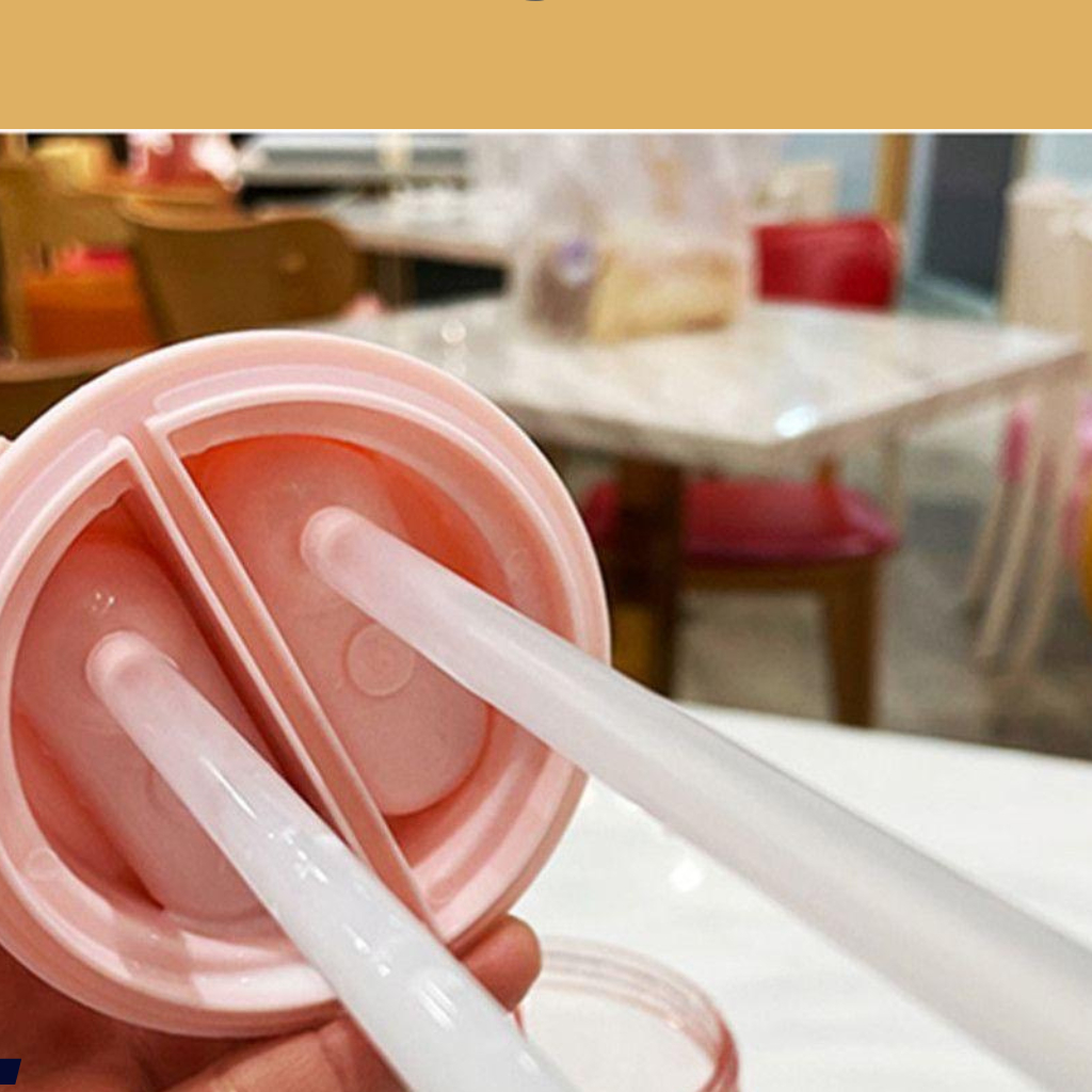 Bình nước 2 ngăn dễ thương cho bé yêu tặng kèm sticker 2d, 3d và co rửa ống hút.Có dây đeo đồng màu đẹp mắt.